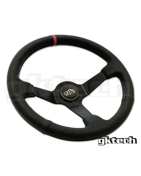 GKTech 350MM Deep Dished Perforated Leather Steering Wheel (RED STRIPE) GKTech 350MM Deep Dished Perforated Leather Steering Wheel (RED STRIPE)