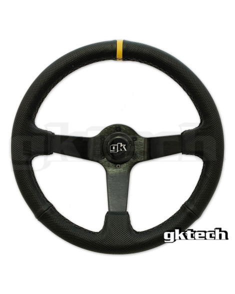 GKTech 350MM Deep Dished Perforated Leather Steering Wheel (YELLOW STRIPE) GKTech 350MM Deep Dished Perforated Leather Steering Wheel (YELLOW STRIPE)