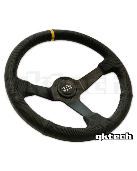 GKTech 350MM Deep Dished Perforated Leather Steering Wheel (YELLOW STRIPE) GKTech 350MM Deep Dished Perforated Leather Steering Wheel (YELLOW STRIPE)