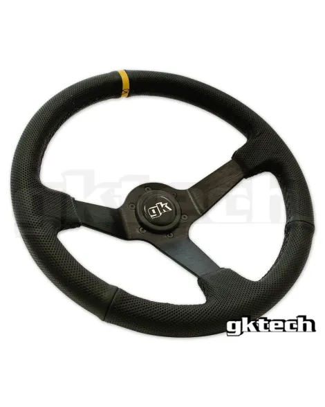 GKTech 350MM Deep Dished Perforated Leather Steering Wheel (YELLOW STRIPE) GKTech 350MM Deep Dished Perforated Leather Steering Wheel (YELLOW STRIPE)