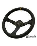 GKTech 350MM Deep Dished Perforated Leather Steering Wheel (YELLOW STRIPE) GKTech 350MM Deep Dished Perforated Leather Steering Wheel (YELLOW STRIPE)