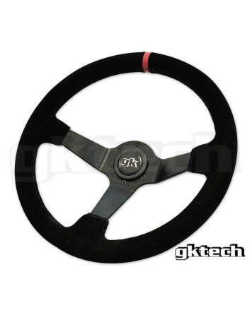GKTech 350MM Deep Dished Suede Steering Wheel (RED STRIPE)