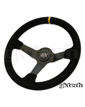 GKTech 350MM Deep Dished Suede Steering Wheel (YELLOW STRIPE)