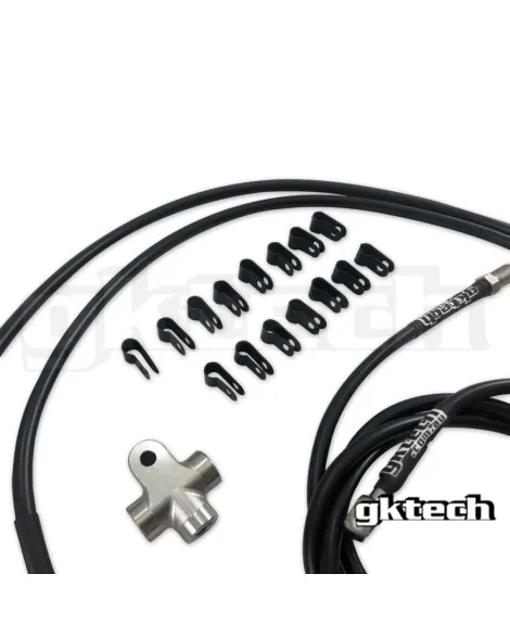 Nissan S13/S14/S15/R32/R33/R34 GKTech 2 Pot Nissan Standalone SS Braided Brake Line Kit Nissan S13/S14/S15/R32/R33/R34 GKTech 2 Pot Nissan Standalone SS Braided Brake Line Kit