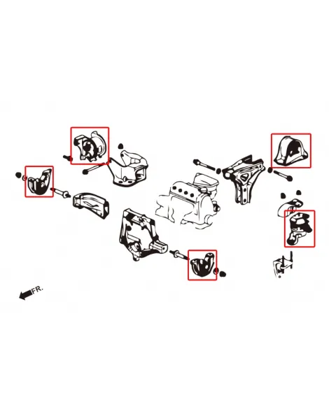 Honda Civic EK MT/AT HARDRACE Harden Engine Mount 5Pcs/Set Honda Civic EK MT/AT HARDRACE Harden Engine Mount 5Pcs/Set