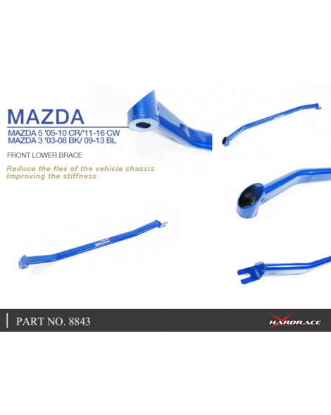 Mazda 3 BK/BL 03-13 / Mazda 5 CR/CW HARDRACE Front Lower Brace Mazda 3 BK/BL 03-13 / Mazda 5 CR/CW HARDRACE Front Lower Brace