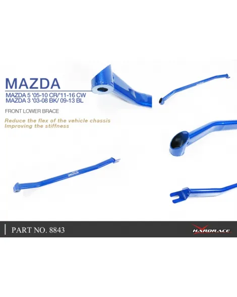 Mazda 3 BK/BL 03-13 / Mazda 5 CR/CW HARDRACE Front Lower Brace Mazda 3 BK/BL 03-13 / Mazda 5 CR/CW HARDRACE Front Lower Brace
