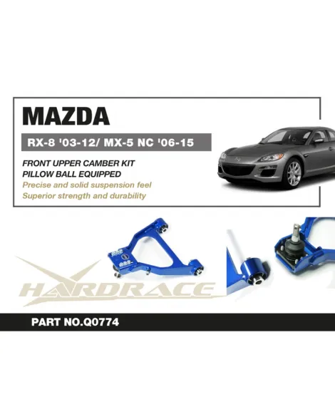 Mazda RX-8 SE3P / MX-5 NC HARDRACE Front Upper Camber Kit (Pillow Ball) 2Pcs/Set