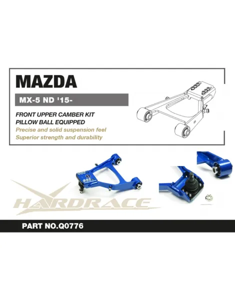 Mazda Miata / MX-5 ND 15- HARDRACE Front Upper Camber Arm (Pillow Ball) 2PCS/SET Mazda Miata / MX-5 ND 15- HARDRACE Front Upper Camber Arm (Pillow Ball) 2PCS/SET