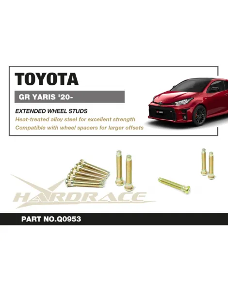 Toyota GR Yaris 2020-2024 HARDRACE 35mm Extended Wheel Studs Kit Pack of 20 Toyota GR Yaris 2020-2024 HARDRACE 35mm Extended Wheel Studs Kit Pack of 20
