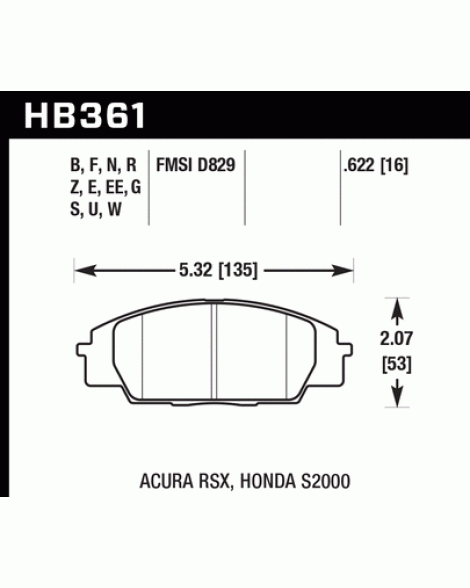 Honda Civic Type-R EP3 01-06 Front Hawk Performance Brake pads DTC-60 Honda Civic Type-R EP3 01-06 Front Hawk Performance Brake pads DTC-60