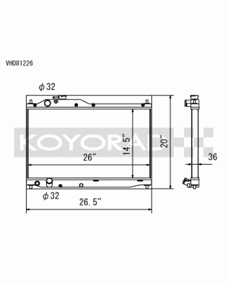 Honda S2000 00-09 Koyo Racing Performance Aluminium V-Core Radiator Honda S2000 00-09 Koyo Racing Performance Aluminium V-Core Radiator