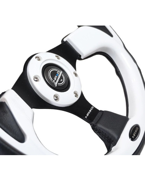 NRG Pilota Series Steering Wheel 320mm Black w/White Trim NRG Pilota Series Steering Wheel 320mm Black w/White Trim