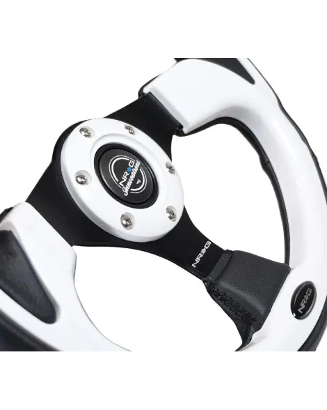 NRG Pilota Series Steering Wheel 320mm Black w/White Trim NRG Pilota Series Steering Wheel 320mm Black w/White Trim