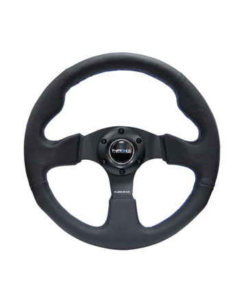 NRG Racing Steering Wheel 320mm Black Leather w/Blue Stitching