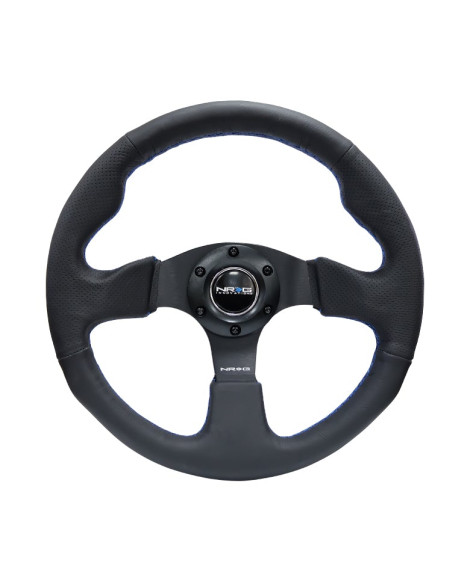 NRG Racing Steering Wheel 320mm Black Leather w/Blue Stitching NRG Racing Steering Wheel 320mm Black Leather w/Blue Stitching