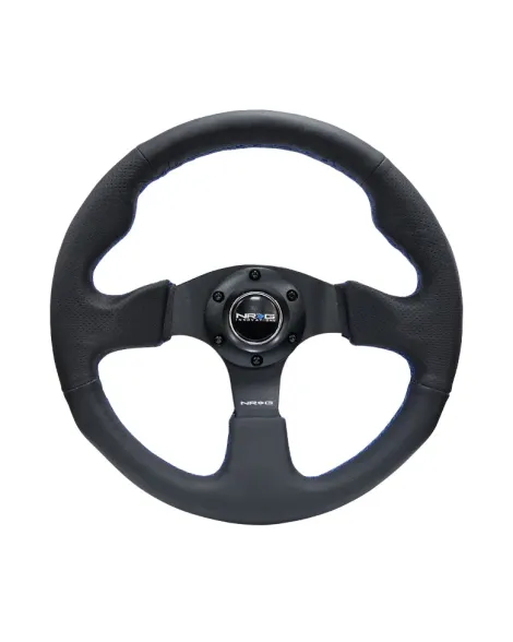 NRG Racing Steering Wheel 320mm Black Leather w/Blue Stitching NRG Racing Steering Wheel 320mm Black Leather w/Blue Stitching