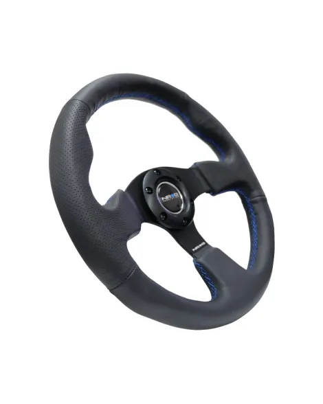 NRG Racing Steering Wheel 320mm Black Leather w/Blue Stitching NRG Racing Steering Wheel 320mm Black Leather w/Blue Stitching