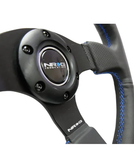 NRG Racing Steering Wheel 320mm Black Leather w/Blue Stitching NRG Racing Steering Wheel 320mm Black Leather w/Blue Stitching