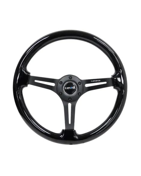 NRG Deep Dish Wood Grain Steering Wheel 350mm Black w/Matt Black Spokes NRG Deep Dish Wood Grain Steering Wheel 350mm Black w/Matt Black Spokes