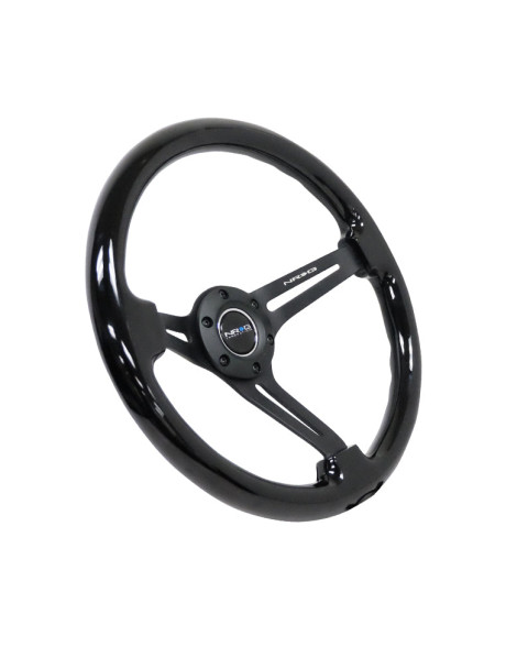 NRG Deep Dish Wood Grain Steering Wheel 350mm Black w/Matt Black Spokes NRG Deep Dish Wood Grain Steering Wheel 350mm Black w/Matt Black Spokes