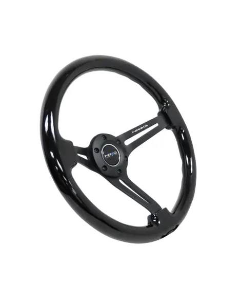 NRG Deep Dish Wood Grain Steering Wheel 350mm Black w/Matt Black Spokes NRG Deep Dish Wood Grain Steering Wheel 350mm Black w/Matt Black Spokes