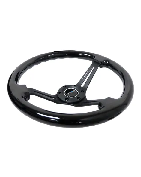 NRG Deep Dish Wood Grain Steering Wheel 350mm Black w/Matt Black Spokes NRG Deep Dish Wood Grain Steering Wheel 350mm Black w/Matt Black Spokes