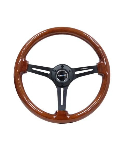 NRG Deep Dish Wood Grain Steering Wheel 350mm Brown w/Matt Black Spokes NRG Deep Dish Wood Grain Steering Wheel 350mm Brown w/Matt Black Spokes