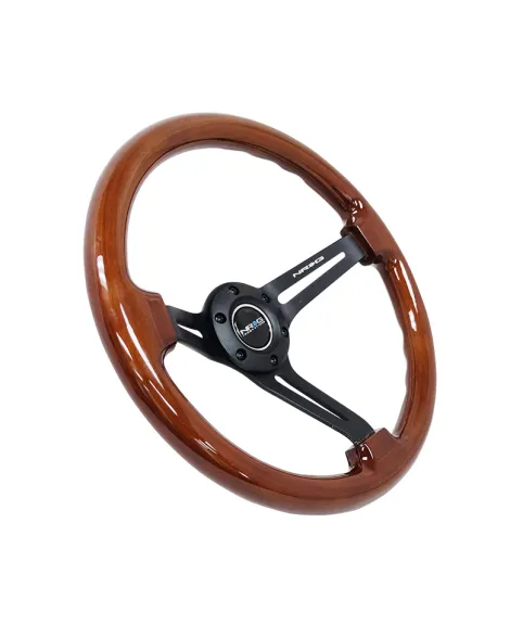 NRG Deep Dish Wood Grain Steering Wheel 350mm Brown w/Matt Black Spokes NRG Deep Dish Wood Grain Steering Wheel 350mm Brown w/Matt Black Spokes