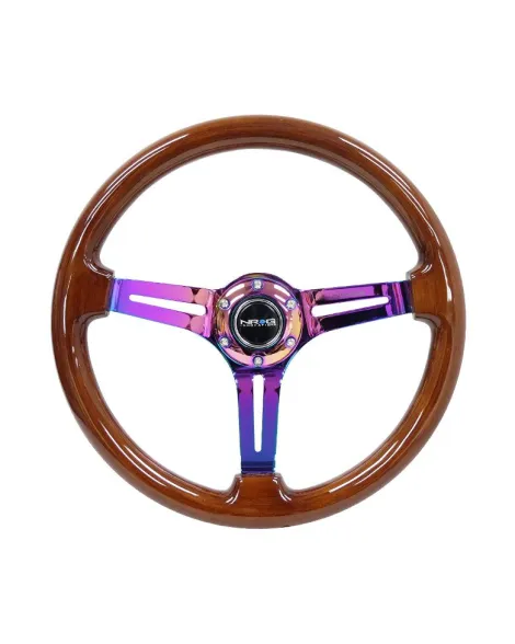 NRG Steering Wheel Brown Wood w/Neo Chrome Spokes 350mm 3" Deep Dish NRG Steering Wheel Brown Wood w/Neo Chrome Spokes 350mm 3" Deep Dish