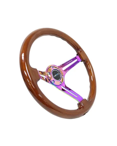 NRG Steering Wheel Brown Wood w/Neo Chrome Spokes 350mm 3" Deep Dish NRG Steering Wheel Brown Wood w/Neo Chrome Spokes 350mm 3" Deep Dish