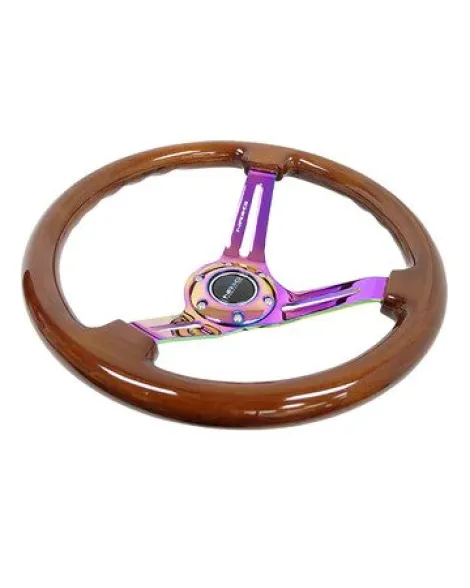 NRG Steering Wheel Brown Wood w/Neo Chrome Spokes 350mm 3" Deep Dish NRG Steering Wheel Brown Wood w/Neo Chrome Spokes 350mm 3" Deep Dish