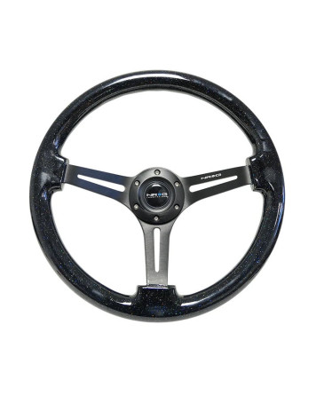 NRG Steering Wheel Black Galaxy w/Black Spokes 350mm 3" Deep Dish