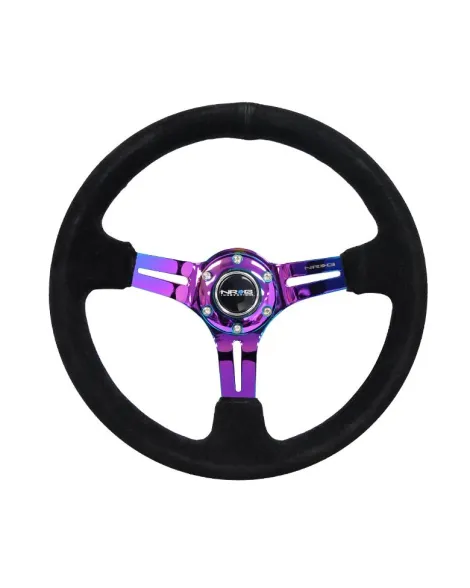 NRG Reinforced 350MM 3" Deep Dish Steering Wheel with Neo Chrome Slits / Suede Black Stitch NRG Reinforced 350MM 3" Deep Dish Steering Wheel with Neo Chrome Slits / Suede Black Stitch