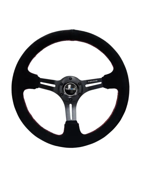 NRG Reinforced 350MM 3" Deep Dish Steering Wheel with Black Slits / Suede / Red Stitch NRG Reinforced 350MM 3" Deep Dish Steering Wheel with Black Slits / Suede / Red Stitch