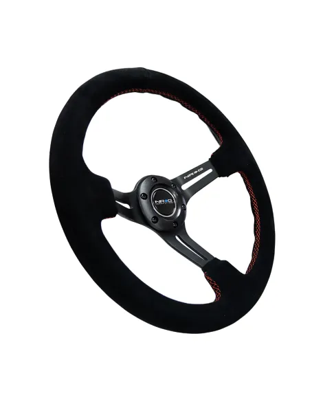 NRG Reinforced 350MM 3" Deep Dish Steering Wheel with Black Slits / Suede / Red Stitch NRG Reinforced 350MM 3" Deep Dish Steering Wheel with Black Slits / Suede / Red Stitch