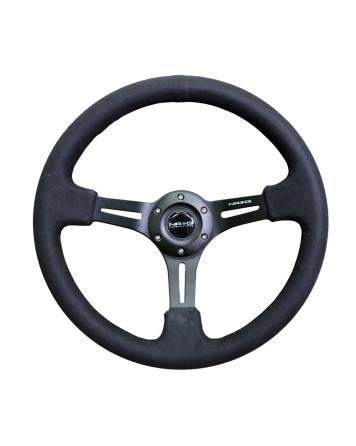 NRG Deep Dish Steering Wheel 350mm Alcantara w/Black Spokes