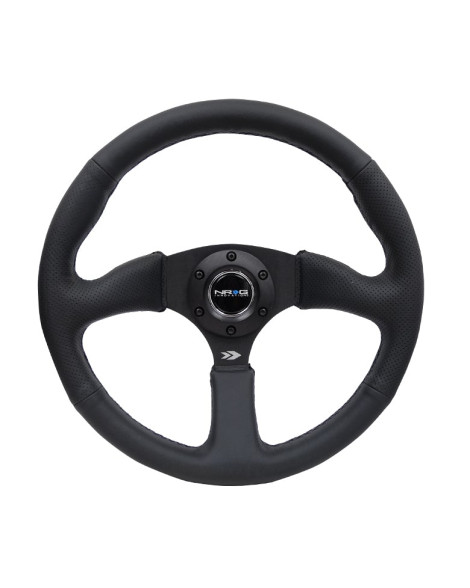 NRG Black Leather Steering Wheel 350mm 2" Dish w/Black Spokes NRG Black Leather Steering Wheel 350mm 2" Dish w/Black Spokes