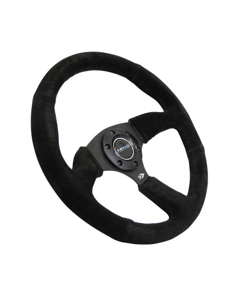 NRG Black Suede Steering Wheel 350mm 2" Dish w/Black Spokes NRG Black Suede Steering Wheel 350mm 2" Dish w/Black Spokes