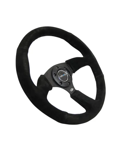 NRG Black Suede Steering Wheel 350mm 2" Dish w/Black Spokes NRG Black Suede Steering Wheel 350mm 2" Dish w/Black Spokes