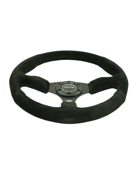 NRG Black Suede Steering Wheel 350mm 2" Dish w/Black Spokes NRG Black Suede Steering Wheel 350mm 2" Dish w/Black Spokes