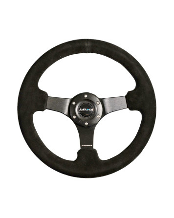 NRG Suede w/Black Spokes & Black Stitching Deep Dish Steering Wheel 330mm