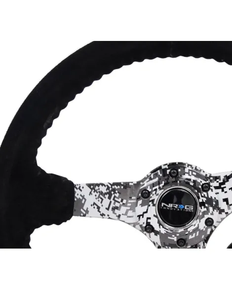NRG Black Suede w/Digi-Camo Spokes Deep Dish Steering Wheel 350mm NRG Black Suede w/Digi-Camo Spokes Deep Dish Steering Wheel 350mm