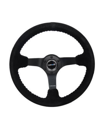 NRG Black Suede w/Black Spokes Deep Dish Steering Wheel 350mm