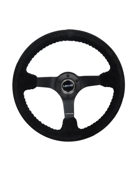 NRG Black Suede w/Black Spokes Deep Dish Steering Wheel 350mm NRG Black Suede w/Black Spokes Deep Dish Steering Wheel 350mm