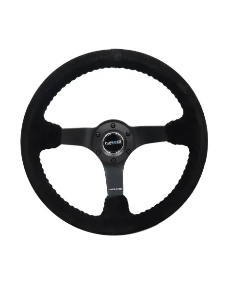 NRG Black Suede w/Black Spokes Deep Dish Steering Wheel 350mm NRG Black Suede w/Black Spokes Deep Dish Steering Wheel 350mm