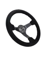 NRG Black Suede w/Black Spokes Deep Dish Steering Wheel 350mm