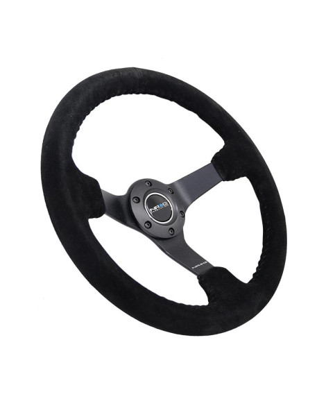 NRG Black Suede w/Black Spokes Deep Dish Steering Wheel 350mm NRG Black Suede w/Black Spokes Deep Dish Steering Wheel 350mm