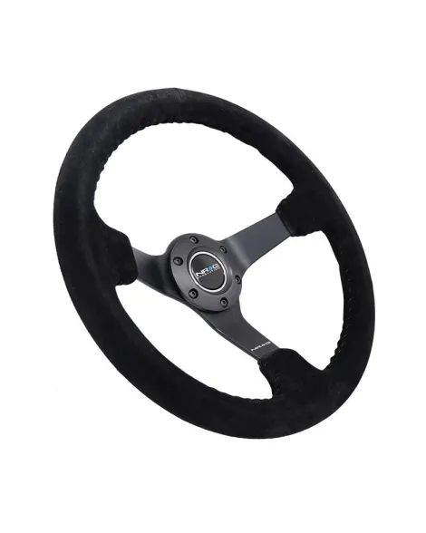 NRG Black Suede w/Black Spokes Deep Dish Steering Wheel 350mm NRG Black Suede w/Black Spokes Deep Dish Steering Wheel 350mm
