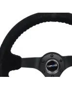 NRG Black Suede w/Black Spokes Deep Dish Steering Wheel 350mm